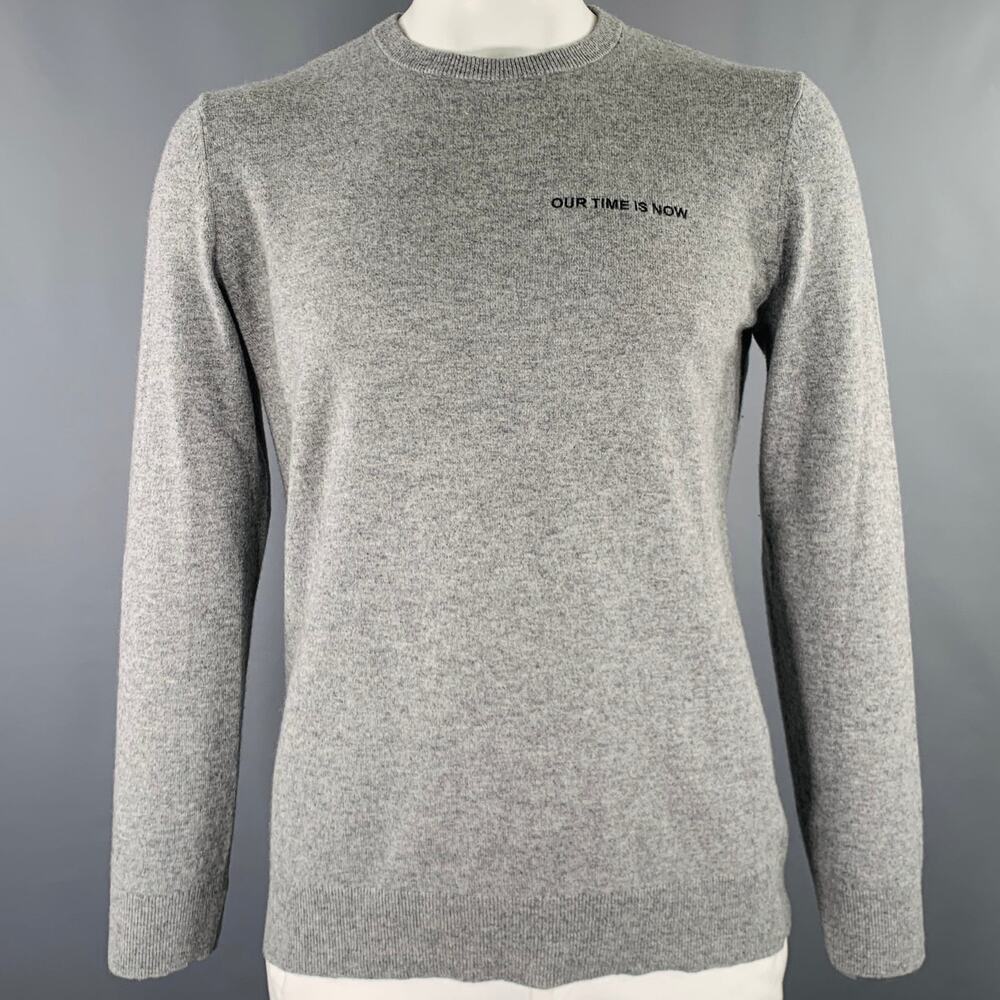 THEORY Size L -Our Time- Grey Heather Cashmere Crew Neck Pullover
